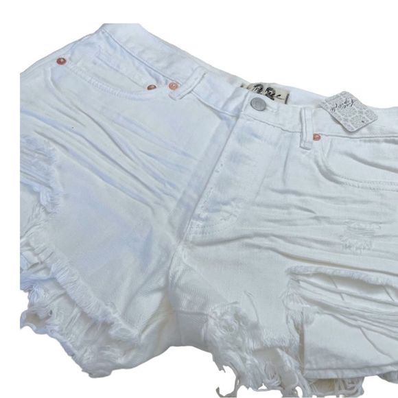 NWT Free People Loving Good Vibrations Denim Shorts In Spring White - Picture 5 of 5